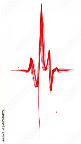 Vibrant red ECG line art, symbolizing life, health, and vital signs