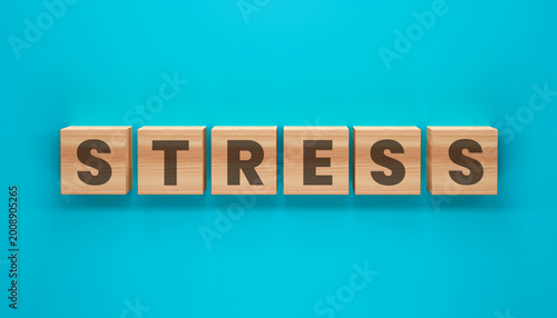 Photography Stress spelled with wooden block: A visual representation of stress