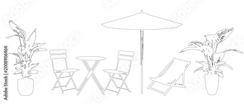 Φωτογραφία Vector set of garden furniture in elevation view for use in architectural drawin
