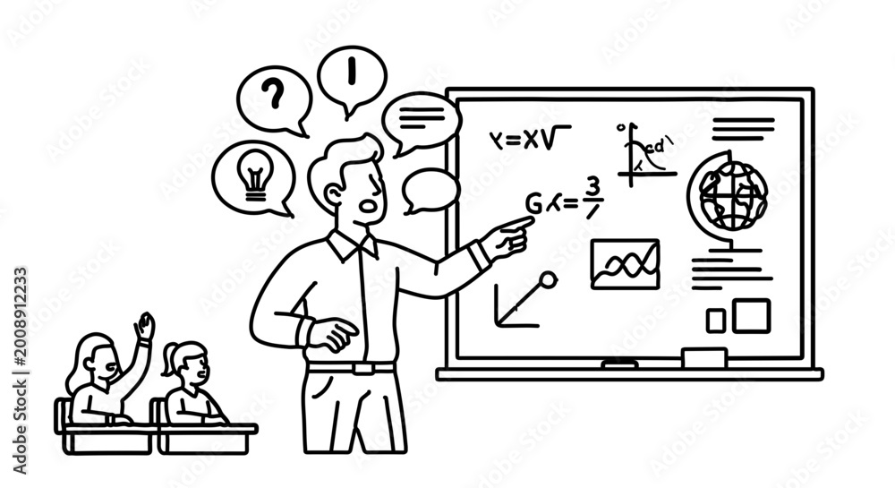 Fototapeta premium Teacher explaining complex scientific concepts to students in a classroom