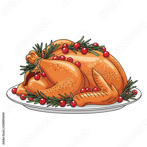 Roasted Turkey with Cranberries and Herbs.