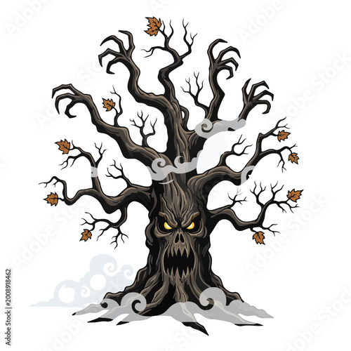 Scary Tree with Branches and Leaves.