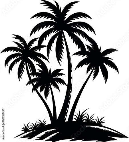 palm tree silhouette vector icon