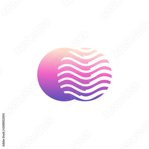 Modern Abstract Overlapping Dual Circle Gradient with Wavy Line Pattern Concept Geometric Logo Design Vector