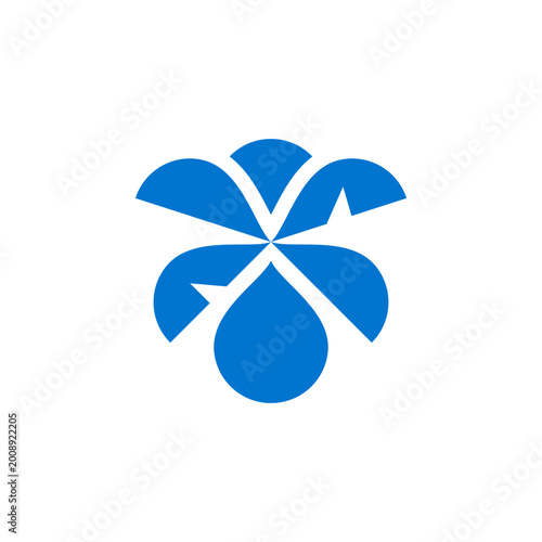 Blue Coconut Tree Palm Leaf Drop Oil Water Extract Tropical Nature Brand Logo Design Vector