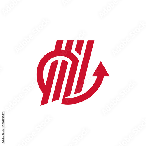 Abstract Red Finance Bar Chart Up Arrow Business Rebound Investment Analytic Statistic Logo Design Vector