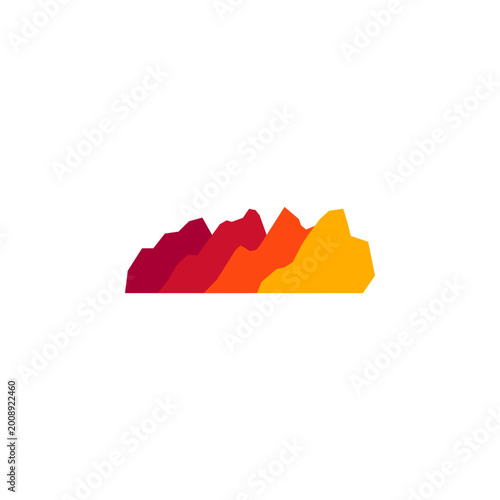 Abstract Colorful Sunset Rock Canyon Hills Mountain Landscape Adventure Travel Brand Logo Design Vector