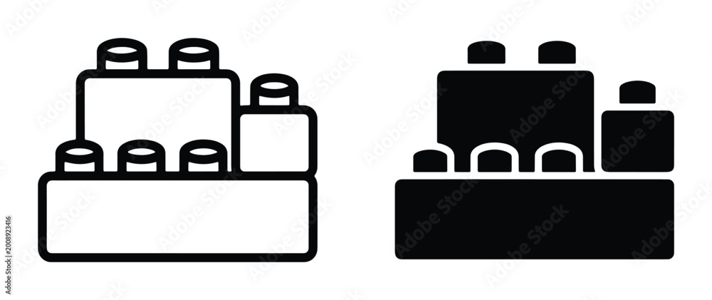 Fototapeta premium vector lego block silhouettes on white background