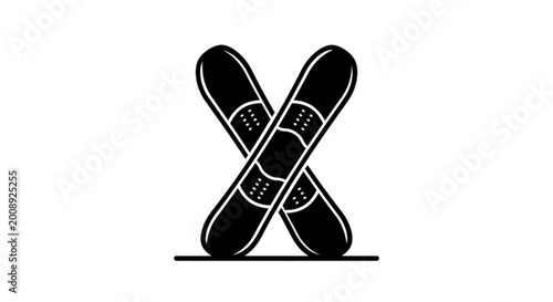 Bild auf Leinwand Crossed adhesive bandages medical vector image for first aid health care wound t