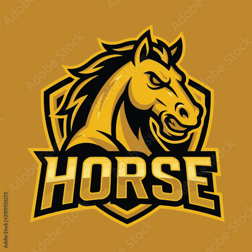 horse mascot esports logo bold design