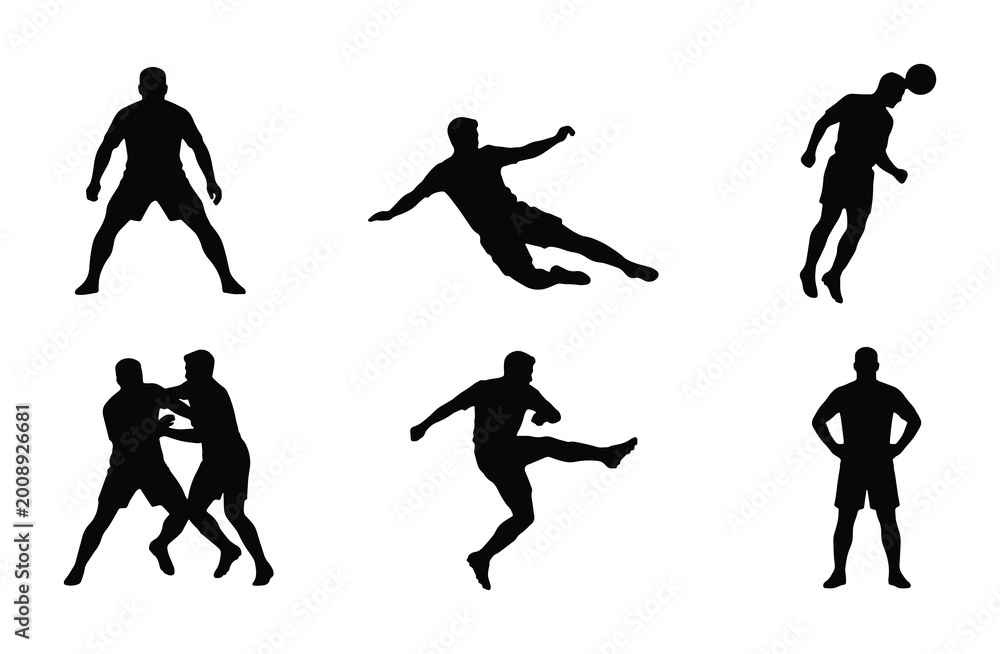 Fototapeta premium Silhouette set of men playing various sports on white background