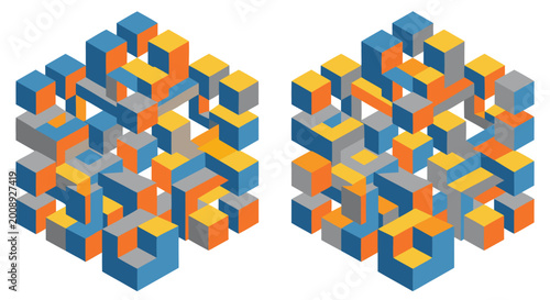 Optical illusion cubes 3D cube repeat isometric pattern