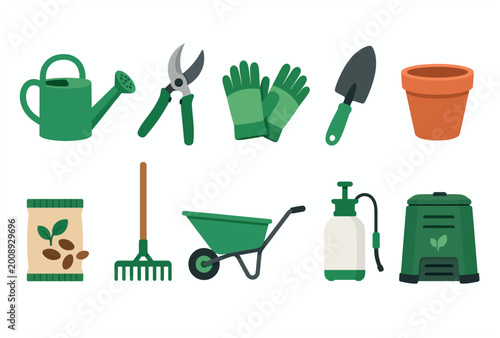 Fotografie Gardening tools and equipment set.
