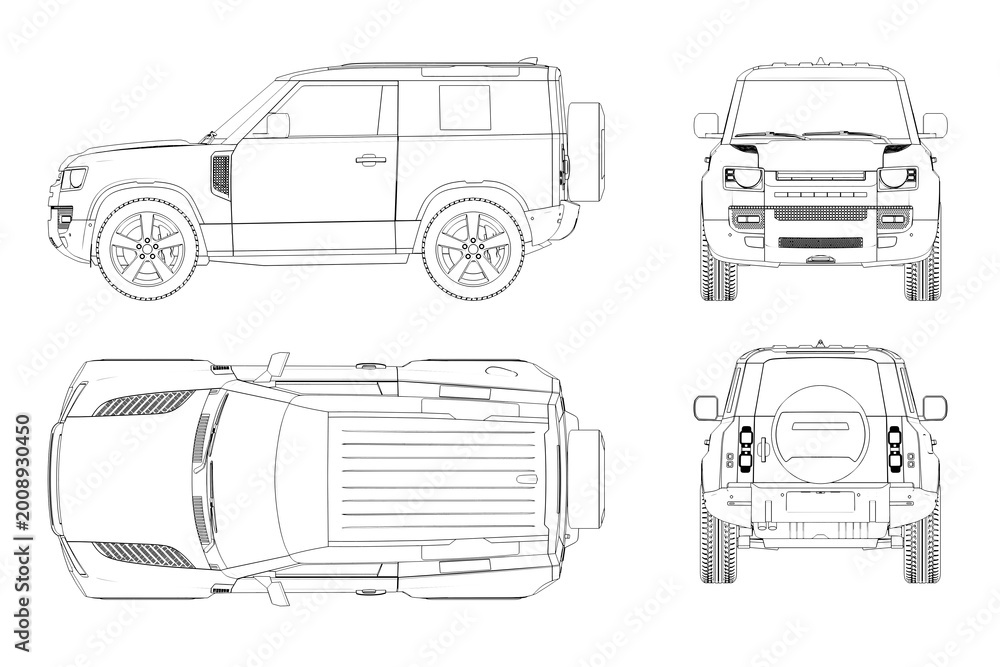Fototapeta premium car outline drawing, sketch, contour image 