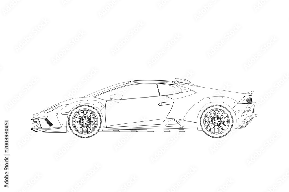 Fototapeta premium car outline drawing, sketch, contour image 