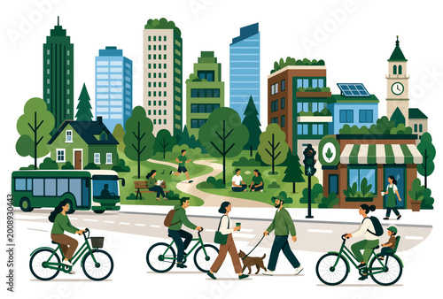 Fotografie People Riding Bicycles City Street.