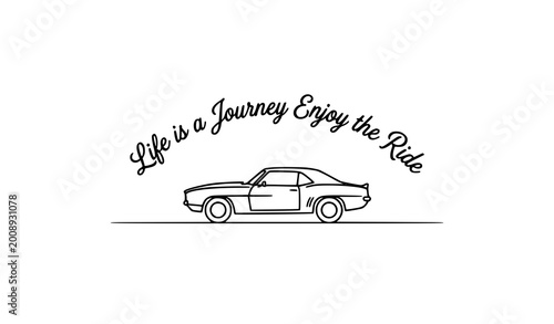 Photos Minimal vintage car t shirt design life is a journey enjoy the ride simple line