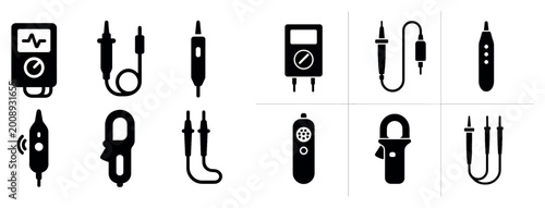 Measurement icons with multimeter probes cable minimal