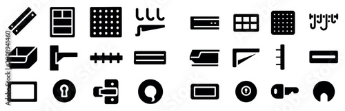 Building hardware icons with hinge and lock glyph