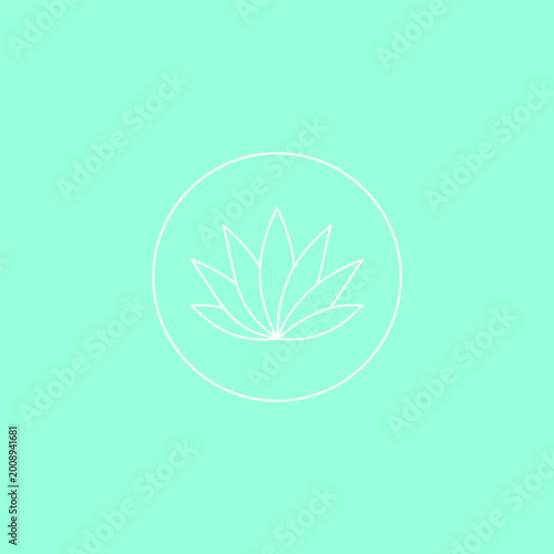 Minimal aloe vera icon in a thin circle border, modern stock graphic vector illustration design asset