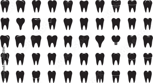Bild auf Leinwand Dental Health and Anatomy - A Comprehensive Collection of Human Tooth Silhouettes
