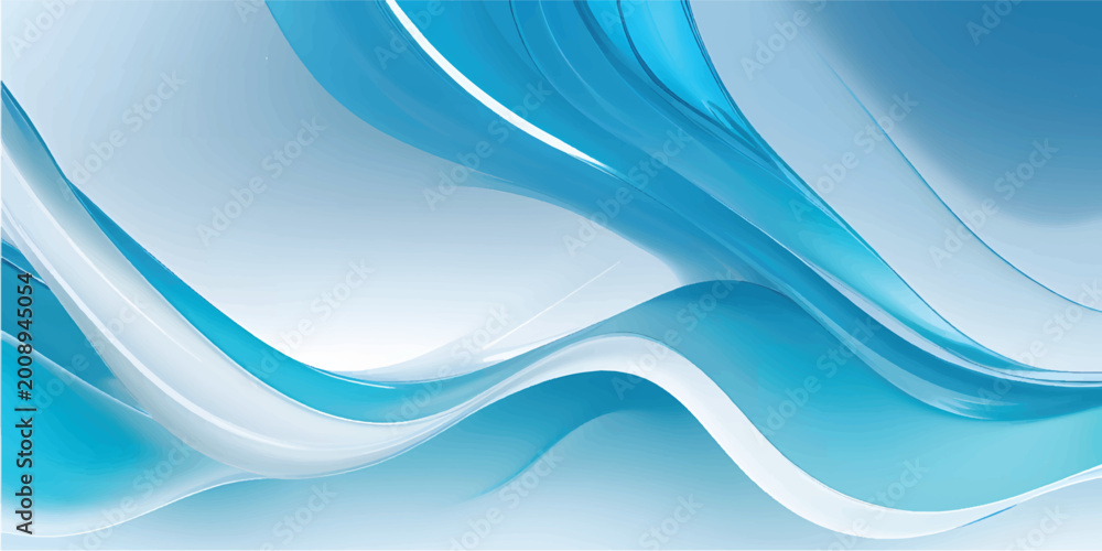 Fototapeta premium Abstract blue wave background featuring a smooth flowing vector design with liquid lines and digital light curves for a modern technology web wallpaper backdrop