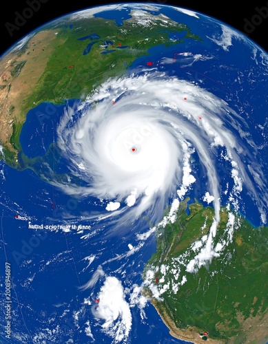 Hurricane over North America.  Satellite view of powerful storm