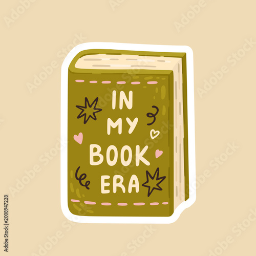 Tableau sur toile Cute reading sticker. In my book era. Vector.