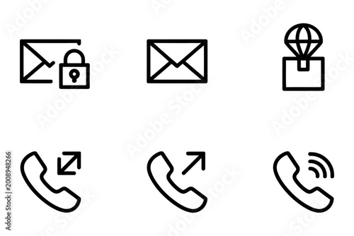 Foto Set of communication and delivery icons: locked envelope, open envelope, package