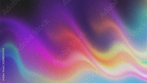 Canvastavla Grainy gradient background with vibrant wavy light leaks, abstract lo-fi texture