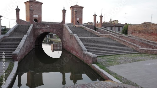Comacchio, Ferrara, Emilia Romagna, Italy - April 29, 2026 - Views of the lagoon city's historic center