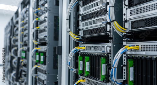 Server Rack with High Density Hardware and Fiber Optic Cable Management