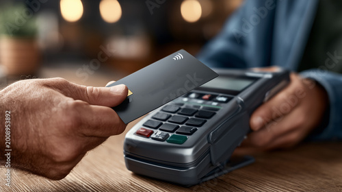 Contactless payment with metal credit card on modern card reader
