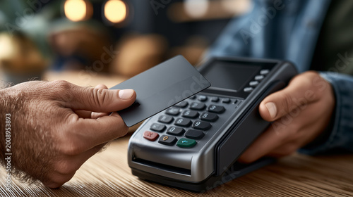 Contactless payment with metal credit card on modern card reader