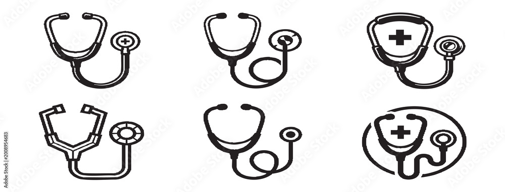 Fototapeta premium Various stethoscope illustrations for medical use on 046 reference file