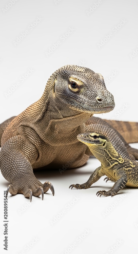 Fototapeta premium indonesian Wildlife Illustration of Komodo Dragon Pair Standing