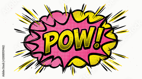 Pop Art Expression Bubble Template with Yellow Halftone Pattern and Thick Outlines