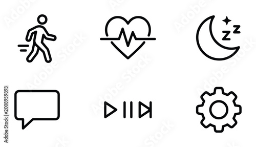 Obraz na płótnie health and lifestyle line icons set on white background