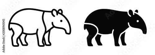 Cuadro en lienzo tapir vector icons set on white background