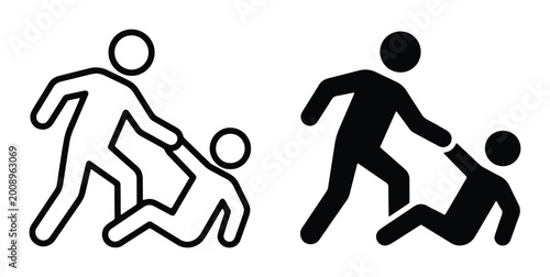 Two people helping each other vector illustration on white background