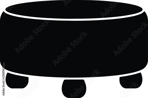 Foto Silhouette vector modern round ottoman furniture footstool home decor design