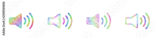 Cuadro en lienzo Multicolor sketch volume up icon design set