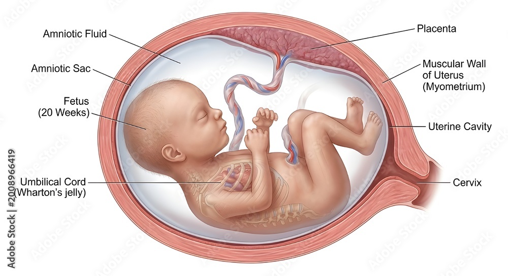 Obraz premium Isolated Medically Accurate Illustration of a Human Fetus in the Womb