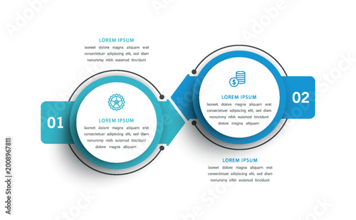 Vector infographic template with icons and 2 options or steps	