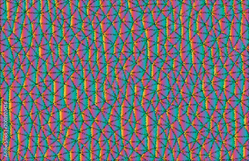 Colorful, geometric pattern with teal, pink, yellow, and orange hues