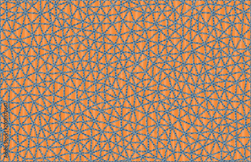 Orange background, with blue geometric, network pattern