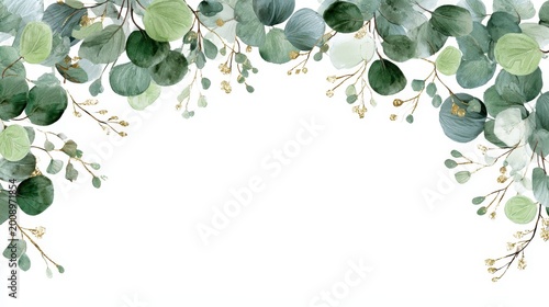 Minimalist floral frame with eucalyptus leaves for stationery