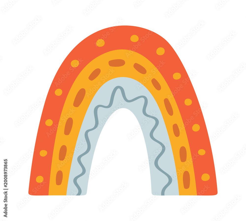 Obraz premium Rainbow Arch With Doodle Patterns Cartoon