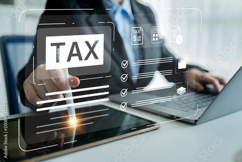 Fotografie Concept of tax preparation and financial compliance