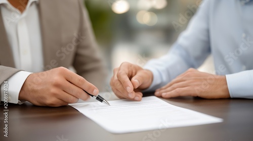 Close up hands of insurance broker pointing to policy exclusions in thick contract while frustrated couple reviews unexpected medical debt statements, ideal for coverage gaps, healthcare costs, and